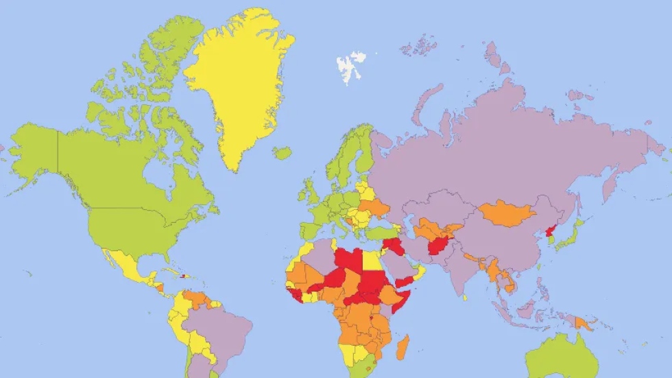 El mapa de los destinos más peligrosos del mundo para viajar en 2024