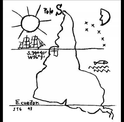 El mapa invertido de Joaqu&iacute;n Torres Garc&iacute;a, en 1943, ideado para promover Sudam&eacute;rica como regi&oacute;n cultural