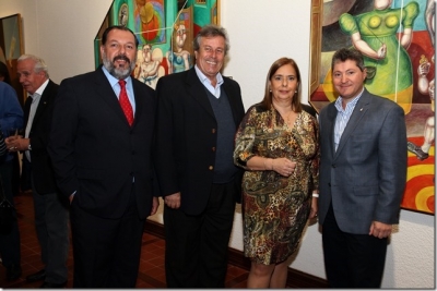 Jorge C&eacute;spedes, Director de Cultura; Ing. Enrique Ant&iacute;a, Intendente de Maldonado; Serrana Pruenll, Directora del Museo Ralli; Andres Basbus, Consul Argentino.