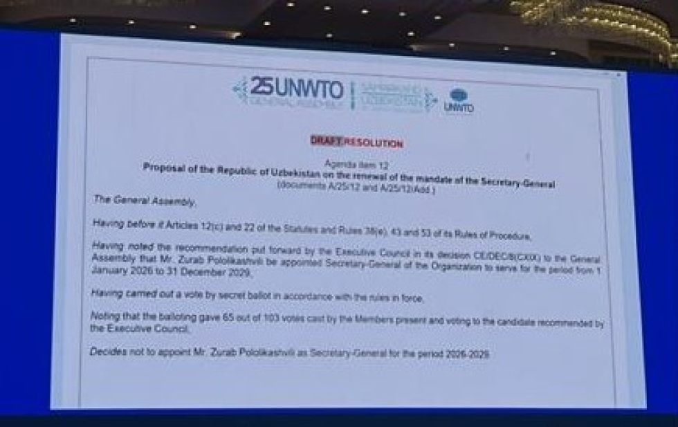 La Asamblea General de la OMT rechaz&oacute; un tercer mandato del secretario general