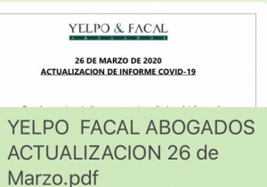 Actualizaci&oacute;n: informe de situaci&oacute;n Covid-19 del estudio YELPO &amp; FACAL ABOGADOS