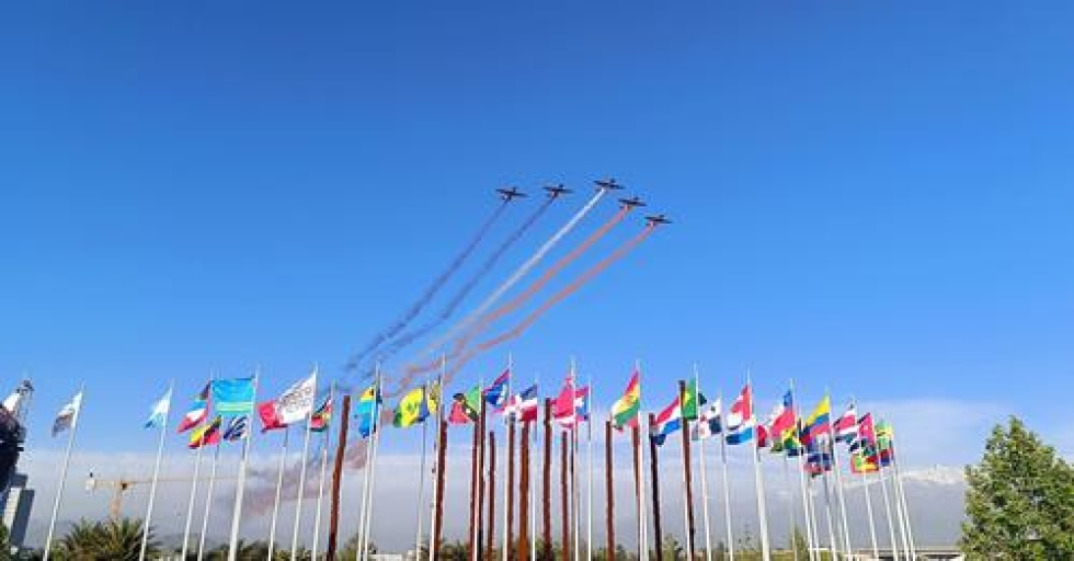 Ceremonia de bienvenida a las delegaciones, con los &ldquo;Halcones&rdquo; de la Fuerza A&eacute;rea Chilena. 