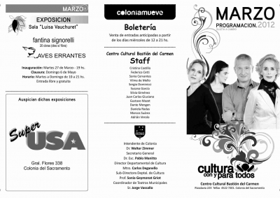 Programaci&oacute;n Centro Cultural Basti&oacute;n del Carmen - Marzo 2012