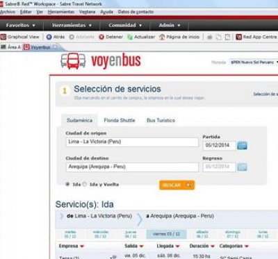 Sabre suma servicios de &oacute;mnibus de Brasil y Per&uacute;