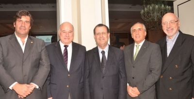 Presidente de AAAVYT, fabricio Di Giambattista; presidente de Panrotas, Guillermo Alcorta; Presidente de ABAV Nacional, Antonio Azevedo; Presidente de AUDAVI, Sergio Ba&ntilde;ales y el Presidente de Interamerican, Ricardo Rom&aacute;n.