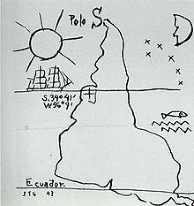 Joaqu&iacute;n Torres Garc&iacute;a edit&oacute; en 1936 la revista de la Asociaci&oacute;n de Arte Constructivo &laquo;C&iacute;rculo y Cuadrado&raquo; la cual es una continuidad de la revista "Cercle et Carr&eacute;" que publicara anteriormente en Par&iacute;s. Es en ese n&uacute;mero que aparece una de las versiones del muy conocido dibujo de Torres Garc&iacute;a que representa el mapa de Am&eacute;rica del Sur orientado con el sur en la parte superior.