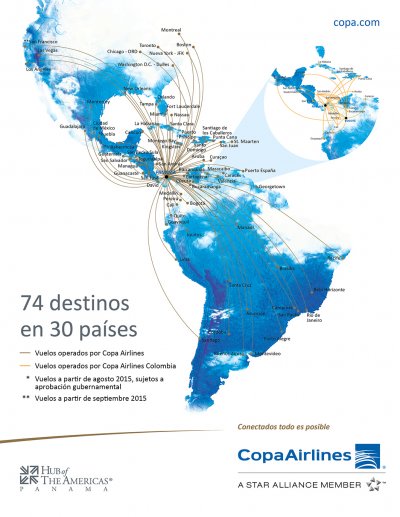 Copa Airlines: ahora 74 destinos en 30 países