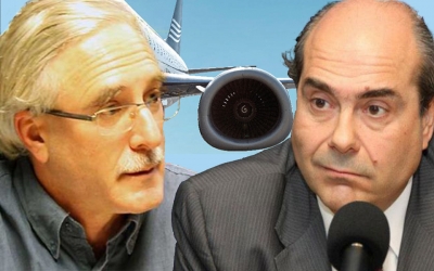 Al Secretario General del Partido Comunista Eduardo Lorier y al diputado del Partido Nacional Pablo Abdala, la turbina del avi&oacute;n de Alas Uruguay los impulsa por caminos diferentes