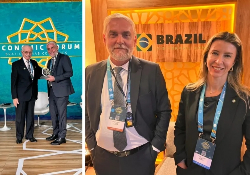 Presidente de Embratur Silvio Nascimento y Directora de Marketing Karisa Nogueira durante el evento en São Paulo.