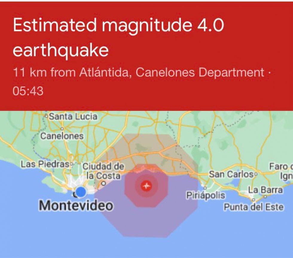 Terremoto en la Costa de Oro uruguaya