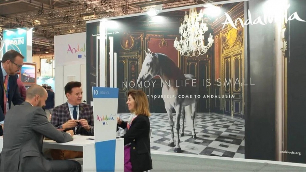 Pabell&oacute;n de Andaluc&iacute;a en la feria londinense WTM 2022.