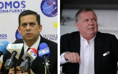 Jaime Hernández, presidente de Acdac (izquierda) y Hernán Rincón, presidente de la aerolínea..