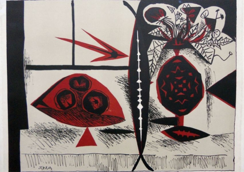 Acervo del MNAV - Obra: Ramo y compotera - Pablo Picasso. 