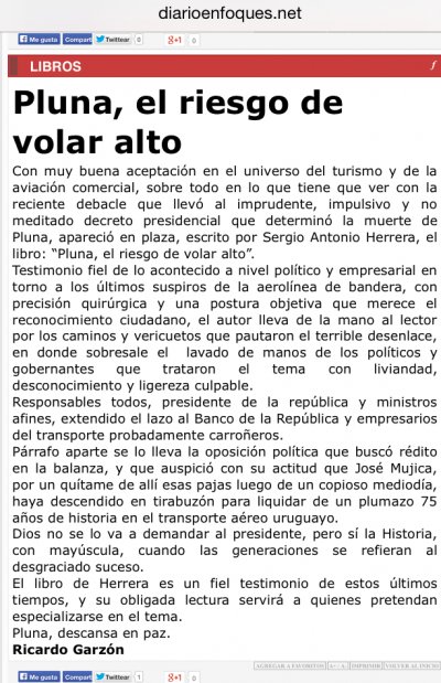 Ricardo Garz&oacute;n: "El libro de Herrera es un fiel testimonio de estos &uacute;ltimos tiempos"