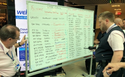 Asombro en Gatwick: pizarras reemplazan a las pantallas