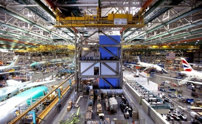Línea de producción en una de las fábricas de Boeing en Seattle.