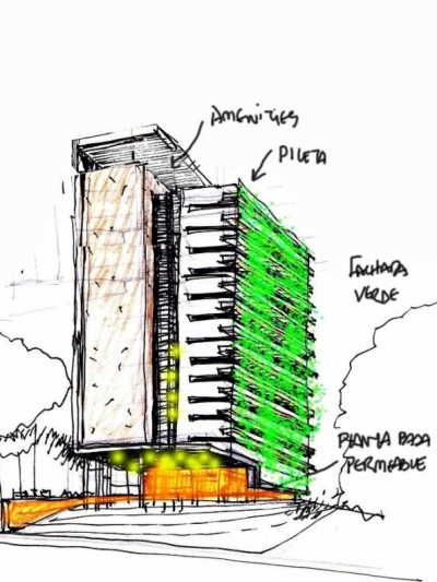 Dise&ntilde;o del Aloft hotel que se construir&aacute; en Asunci&oacute;n.