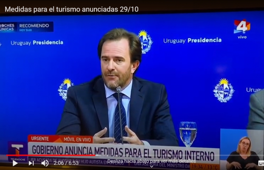 Gobierno uruguayo anuncia nuevas medidas de apoyo al sector tur&iacute;stico