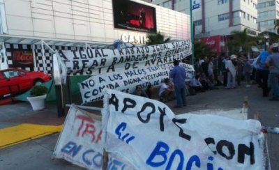 Protesta frente al Casino Nogar&oacute;. 
