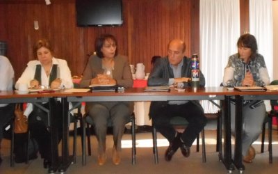 Adriana Careaga, Prosecretaria; Mary Bo&ntilde;e, Presidenta; Daniel Martinez, candidato; Teresa Russi, Secretaria.