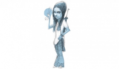 Flaca. Cristina con su silueta de los revolucionarios '70. Las fiestas de este fin de a&ntilde;o ser&aacute;n las m&aacute;s austeras de la era K. Ilustraci&oacute;n: Pablo Temes.